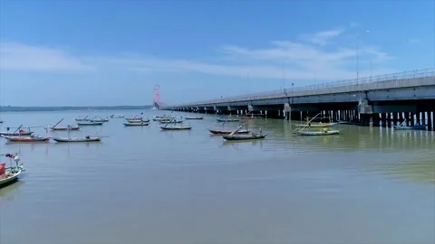 Suramadu Bridge is the Longest Cable-Stayed Bridge in Indonesia Stock Footage 168939579