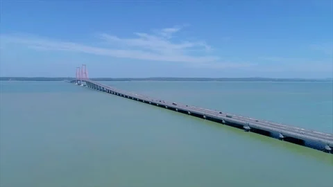 Suramadu Bridge is the Longest Cable-Stayed Bridge in Indonesia Stock Footage 168939680