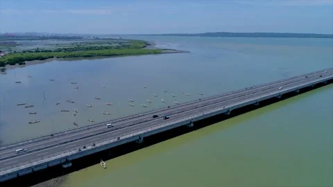 Suramadu Bridge is the Longest Cable-Stayed Bridge in Indonesia Stock Footage 168940410