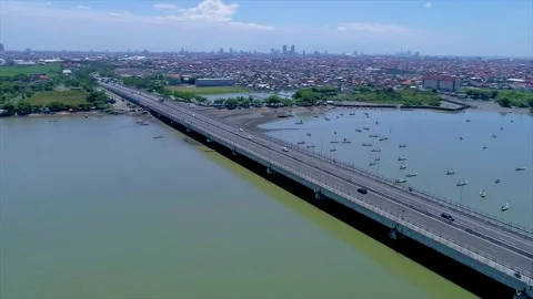 Suramadu Bridge is the Longest Cable-Stayed Bridge in Indonesia Stock Footage 168940926