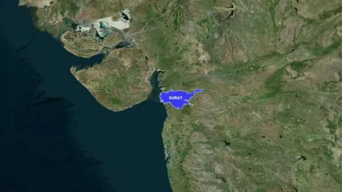 Surat City Map Highlight with Zoom Effect. India Geography Map Animation 4K Stock Footage 331412577