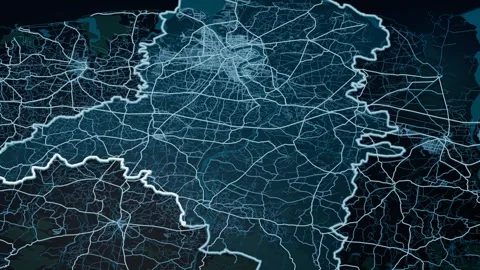 Surat India Glowing Digital Map Animation 4K Stock Footage 337195102