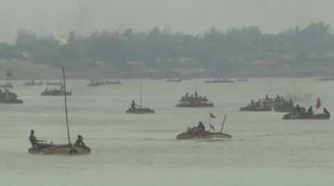 Surat River Boats Stock Footage 39563029