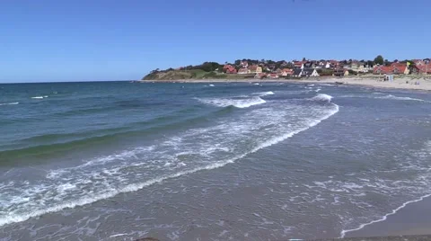 Surf and breakers on Hundested Beach, Hundested, Denmark Video stock 52313995