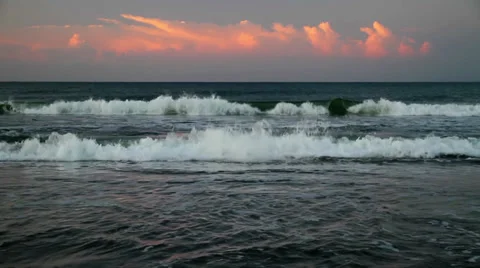 Surf and Sunrise Clouds Loop Video stock 28863475