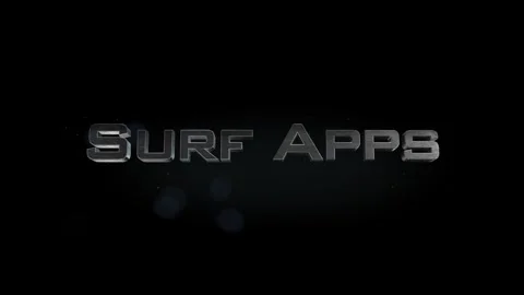 Surf Apps title 3D metal text on black alpha channel background Stock Footage 301267722