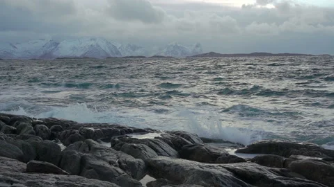 Surf on the Background of Snowy Mountains. Slow Motion 動画素材 106464385