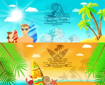 Surf Banner Horizontal Stock Illustration