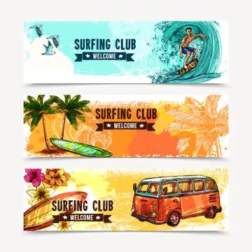 Surf Banner Set Stock Illustration