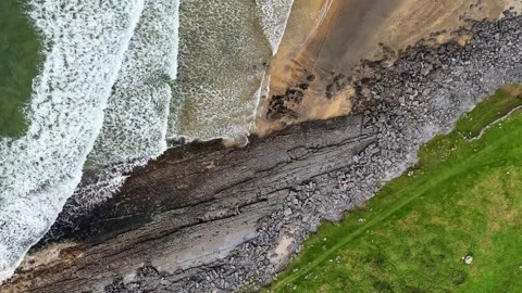 Surf beach aerial overhead view Video stock 255409414