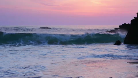 Surf on the Beach after Sunset Stock Footage 106464484