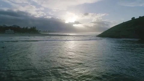 Surf on the beach with cloudy sunrise Stock Footage 81071835