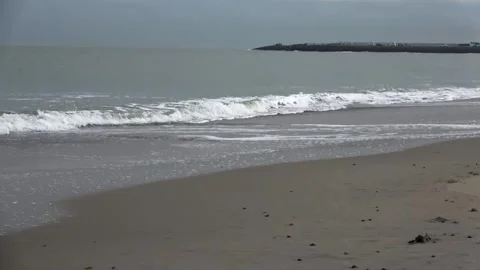 Surf on the beach on the Grevelingendam Stock Footage 252176173