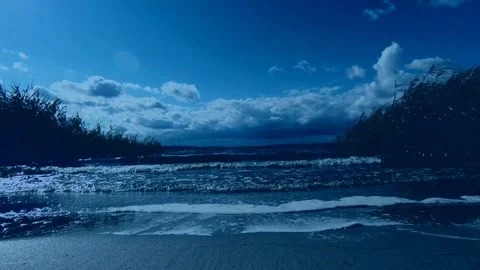 Surf on the beach at night. Stock Footage 139336621