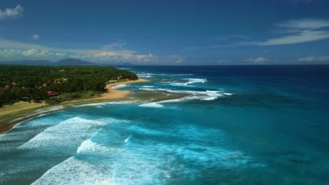 Surf Beach with Powerful Atlantic Ocean Waves, Aerial View Stock-Footage 314805886
