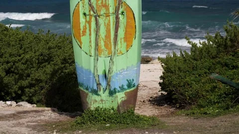 Surf board on the beach Stock Footage 237197126