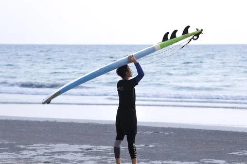 Surf board at the beach Stock Photos