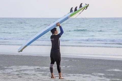 Surf board at the beach Stock Photos
