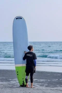 Surf board at the beach Stock Photos