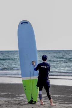 Surf board at the beach Stock Photos