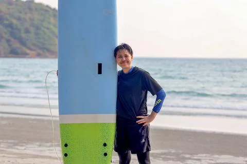 Surf board at the beach Stock Photos