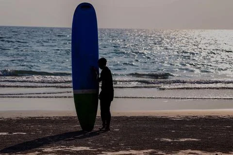 Surf board at the beach Stock Photos