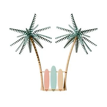 Surf Board Front View 3D Render Illustration Stock Illustration