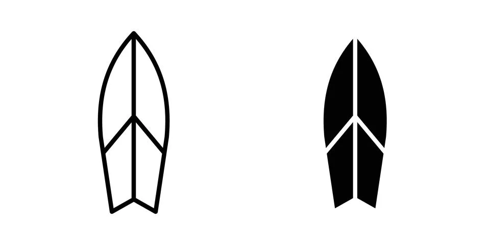 Surf board icon thin line and clipart style vector set Stockillustratie