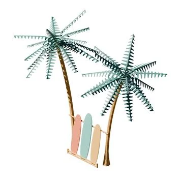 Surf Board Isometric View 3D Render Illustration Illustrazione stock