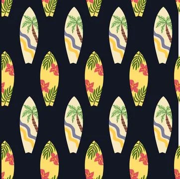 Surf Board Pattern Design in Retro Style for Summer Themes Stock Illustration