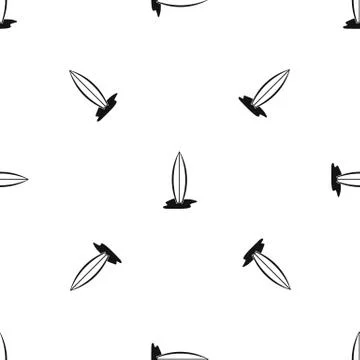 Surf board pattern seamless black Stock Illustration