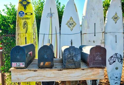 Surf boards and Mail Stock Photos