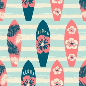 Surf Boards Seamless Pattern Stock Illustration