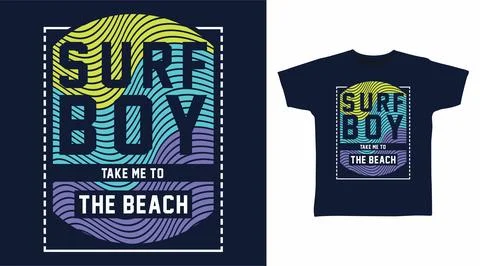 Surf boy typography design vector with line art illustration, ready for pri.. Stock Illustration