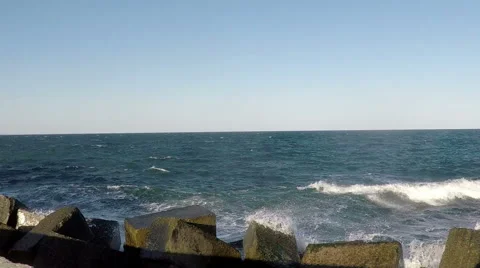 Surf at the Breakwater. Stock Footage 50153309