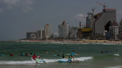 Surf class for children Tel Aviv 動画素材 66824462