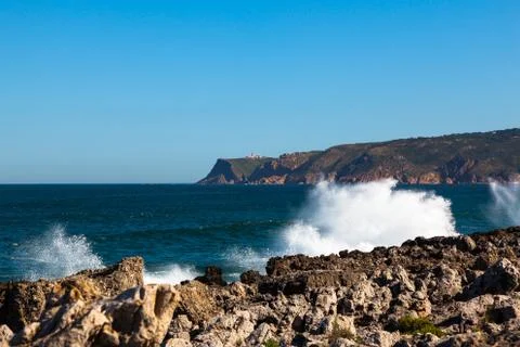 Surf at the coastline of the ocean Foto stock