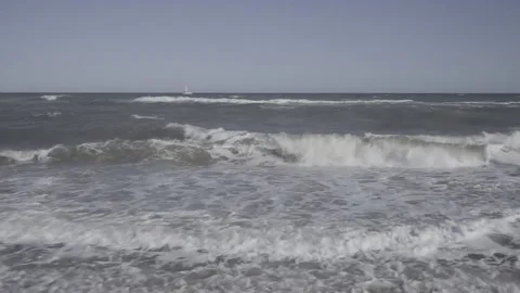 Surf day on the Mediterranean beach Stock Footage 133229971