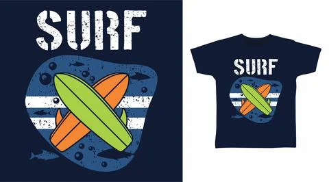 Surf design vector with surfboard illustration, ready for print on t-shirt Stock-Illustration