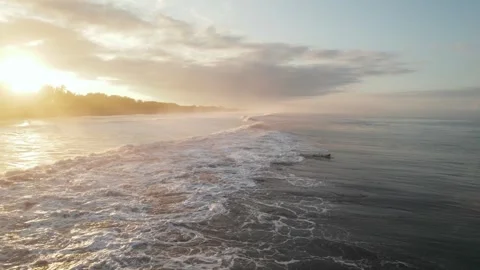 Surf Diving Under Wave Costa Rica Sunrise Ocean Stock Footage 347761338