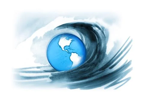 Surf engulfing planet earth Stock Illustration
