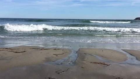 Surf at Good Harbor Beach, Gloucester, Massachusetts Stock Footage 104454989