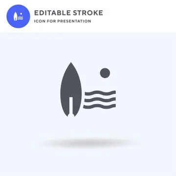 Surf icon vector, filled flat sign, solid pictogram isolated on white, logo Illustrazione stock