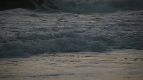 Surf on the Indian Ocean at sunset Stock Footage 94255513