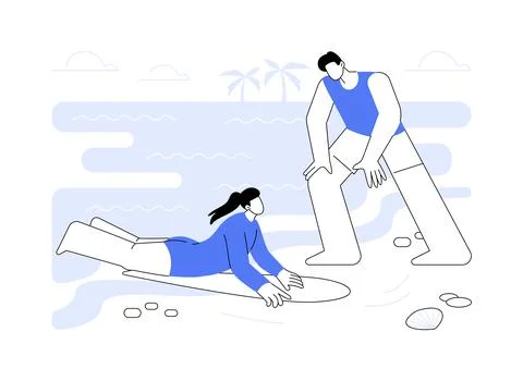 Surf instructor isolated cartoon vector illustrations. Ilustración de archivo