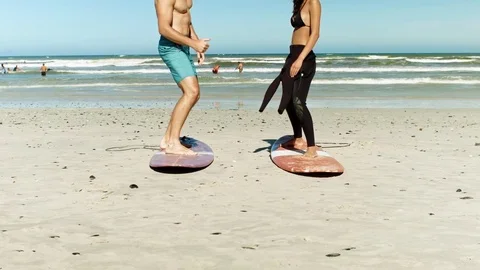 Surf lesson on beach Video stock 76521660