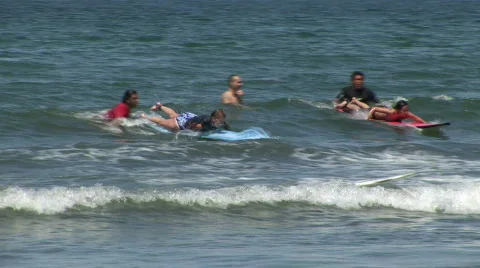 Surf lesson in Mexico Stock Footage 574142