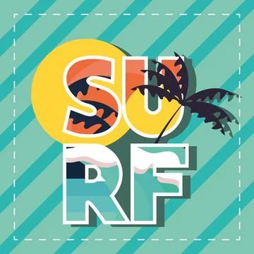 Surf lettering patch Illustrazione stock