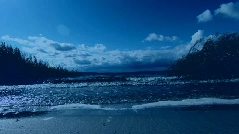 Surf on the night beach. Stock-Footage 139336628