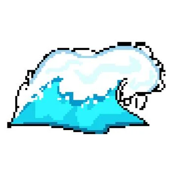 Surf ocean waves pixel art vector illustration Stock Illustration